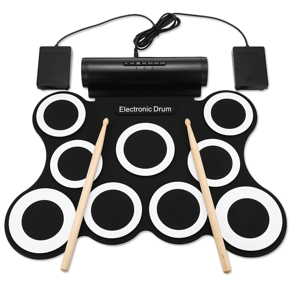

G3009 Portable 9 Pad Hand Roll Digital Drum Kit with Built-in Metronome