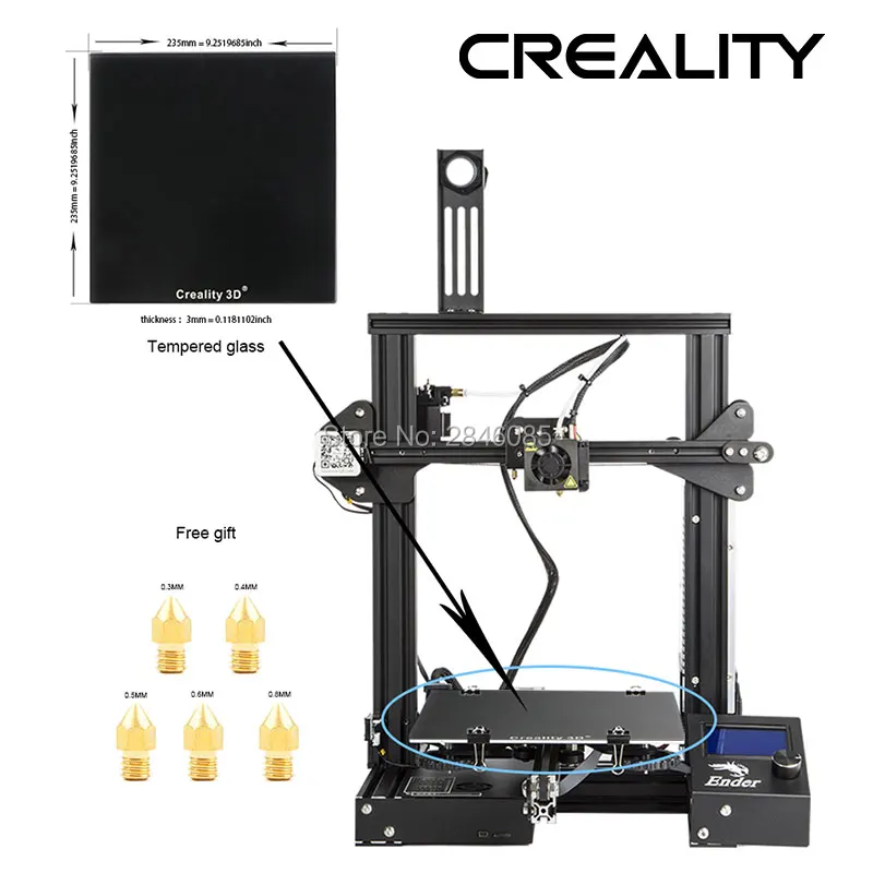 2019 CREALITY 3D طابعة Ender-3/Ender-3X ترقية الزجاج المقسى اختياري ، v-فتحة استئناف الطاقة فشل الطباعة DIY كيت مرتع 2019 CREALITY 3D طابعة Ender-3/Ender-3X ترقية الزجاج المقسى اختياري ، v-فتحة استئناف الطاقة فشل الطباعة DIY كيت مرتع