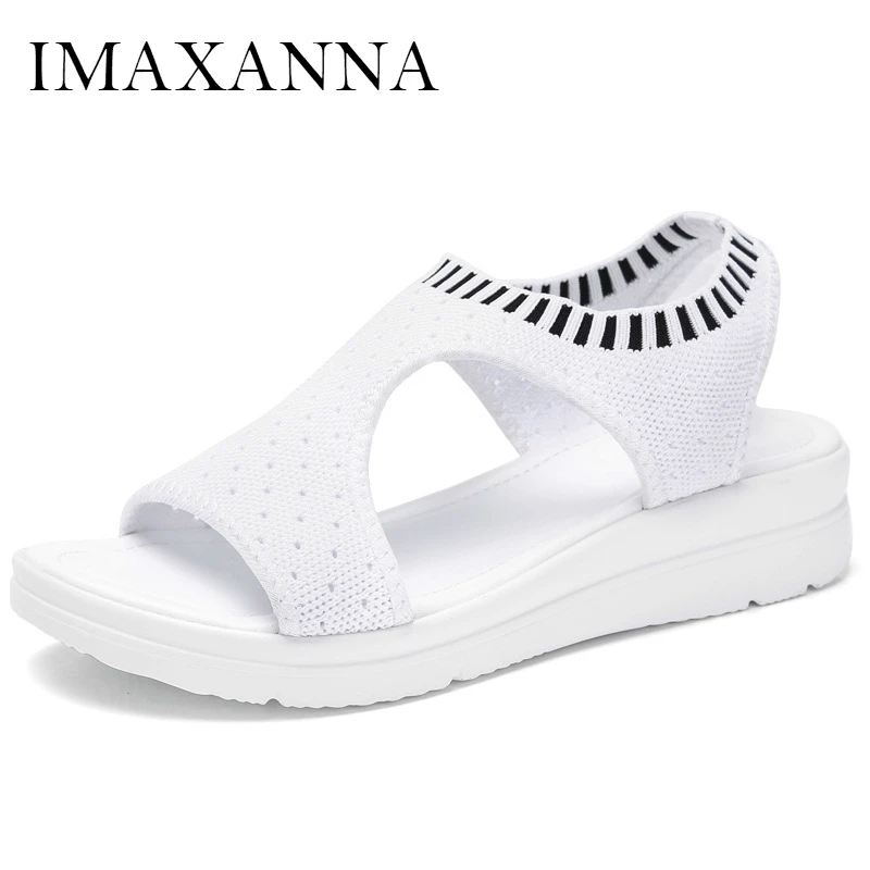 

IMAXANNA New Fashion Women Sandals For 2019 Breathable Comfort Shopping Ladies Walking Shoes Summer Platform Black Sandal Shoes