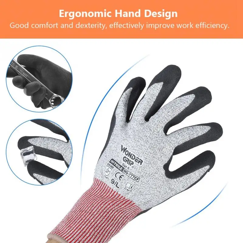 

HPPE Five Levels Cut Resistant Safety Gloves Oil and Wear Resistance Top Mechanical Protective Working Gloves 2019 New