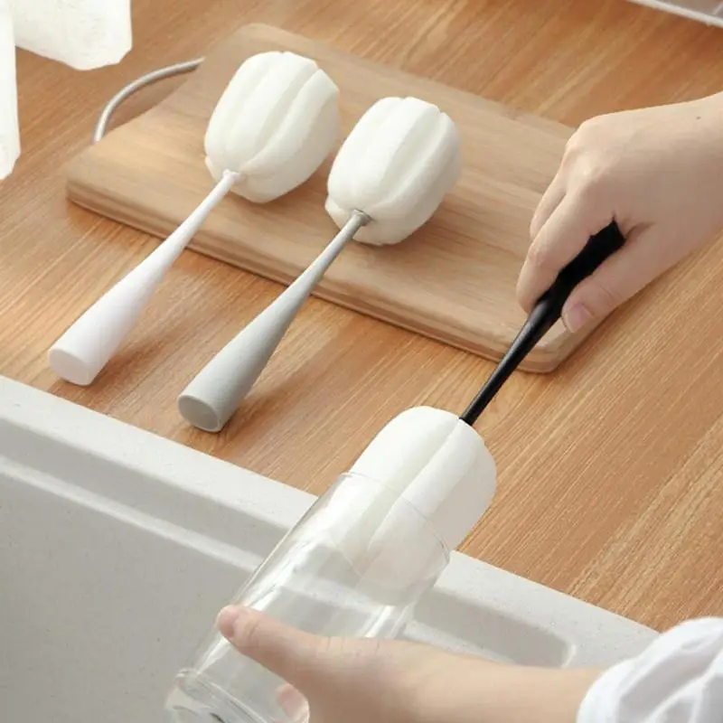 

Vertical Long Handle Sponge Glass Cup Brush Bottle Cleaning Brushes Kitchen Tools Wine Bottle Glass Coffee Tea Cup Cleaning Tool