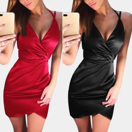 

New Hot Selling Sexy Women Bodycon Slim Short Mini Dress Cocktail Party Clubwear Pencil Dress Woman Ladies V-neck Strap Dresses