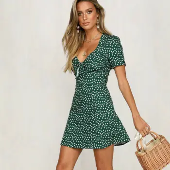 

NEW Women Summer Casual Short Sleeve Summer Beach Party Cocktail Short Mini Sundress