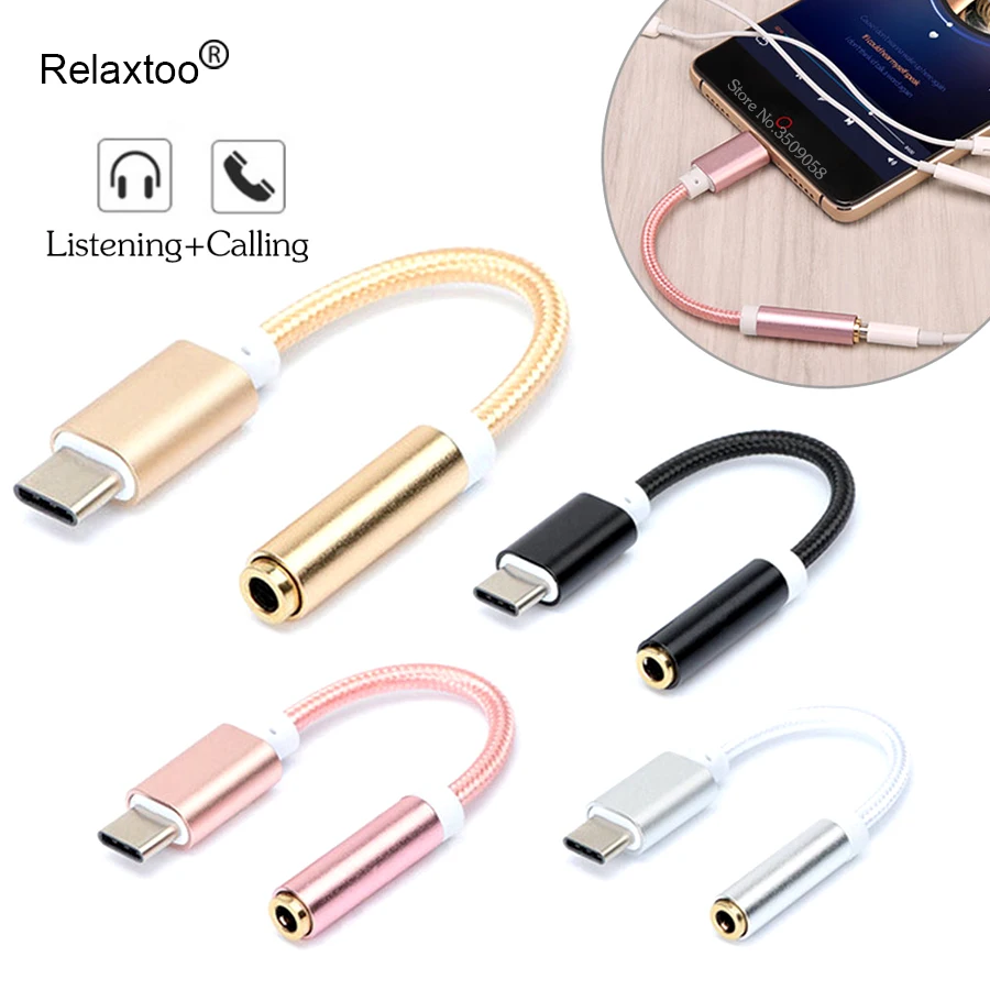 

AUX audio cable USB Type C to 3.5 Earphone Adapter Type-C to 3.5mm Headphone converter for xiaomi mi 8 6 focophone f1 Letv Le2