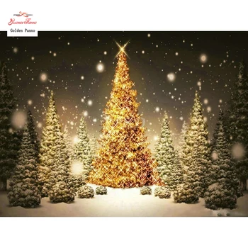

Golden panno 5D Diamond Painting DIY Diamond Embroidery Landscape Picture Christmas Tree Diamond Square Decoration