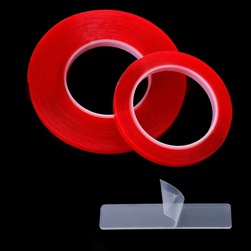 

3m/10m Nail Art Adhesive Tape Sticker Double-sided Red Film Tape Stickers for Nail Display Lens Nail display tools