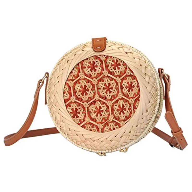 

Straw Woven Bag For Girl Women,Handmade Rattan Woven Straw Handbag Beach Bag Picnic Bag Shoulder bag