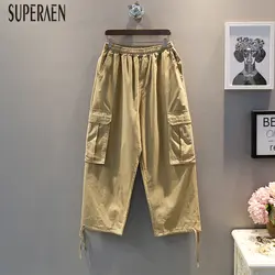 SuperAen 2019 корейский стиль весна и лето брюки женские дикие повседневные свободные брюки до щиколотки женские большого размера свободные