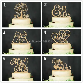 

Eco-friendly Wedding "We Do" "Mr & Mrs"Wooden Cake Topper Rustic Wedding Cake Stand Natural Wood Cake Toppers Free Shipping