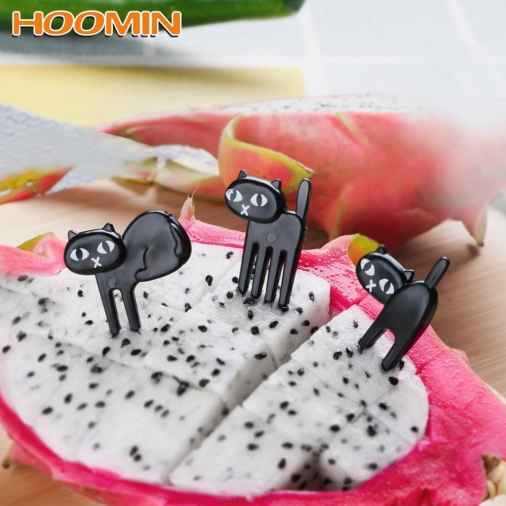 HOOMIN 6 шт./упак. плоды вилкой Mini и рисунком из мультика в виде черного кота закуски