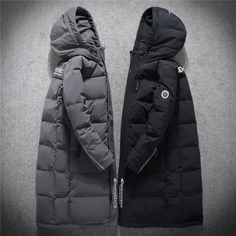

2019 Winter Men Women Duck Down Jackets Long Type Outdoor Couple Camping Hiking Climbing Trekking Warm Clothes Hooded Loose Coat