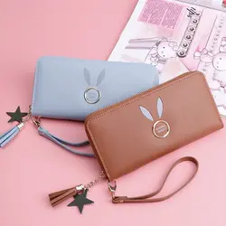 Для женщин большой женский кошелек Корейская версия бумажник моды кролик кошелек Multi-Функция молния женский клатч