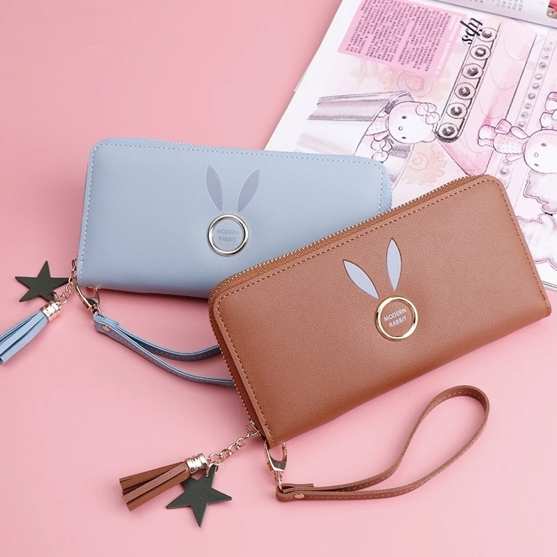 

Women's Long Wallet Female Korean Version Wallet Fashion Rabbit Wallet Multi-Function Zipper Female Clutch Bag
