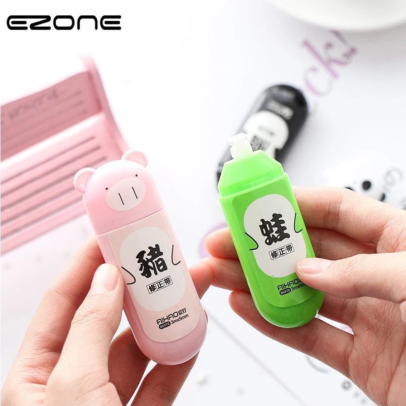 

EZONE Cartoon Animal Correction Tape 5mm*3m Pig Panda Frog Kawaii Correction Tape Super Stationery Coverage Tape Color random