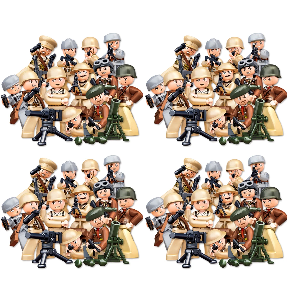 

Sluban 48Pcs World War II Military Theme Figures Mini Particle Building Block Set with 148Pcs Weapons for 100% Brick Brand