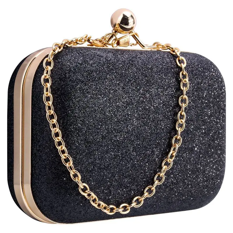 

Women's bling evening party handbag Wedding ball clutch bag with chain Mini Birthday gift Valentine's Day Black