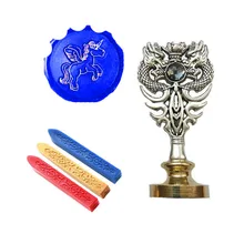 Винтажная сургучная печать, комплект печатей, единорог, металлическая ручка дракона, свадебные приглашения, фирменная специальная печать, штамп(серебро дракона