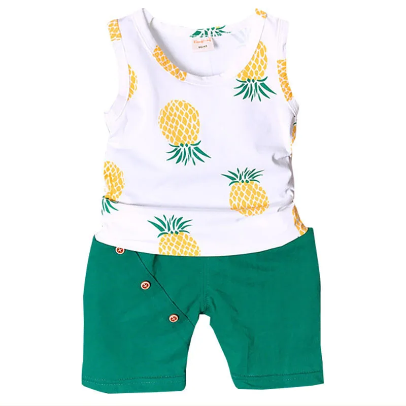 Summer  Baby Boys Girls Clothes Fashion Cotton Set Printed Fruit Sports Suit For A Boy T-Shirt + Shorts Children's  Clothing
