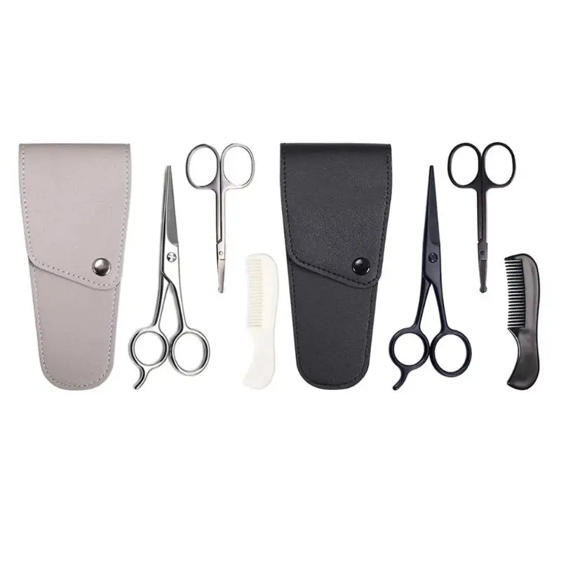 

3pcs Beard Scissor Men Mustache Hair Comb Trimming Grooming Scissors Kit Barber Accessories Tools