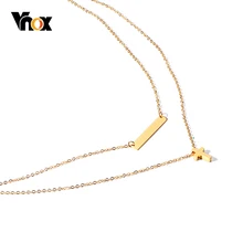 Vnox Chic Gelaagde Kruis Hart Charme Choker voor Vrouwen Gesimuleerde Parel Rvs Temperament Vrouwelijke Party Holiday Jewlery(China)
