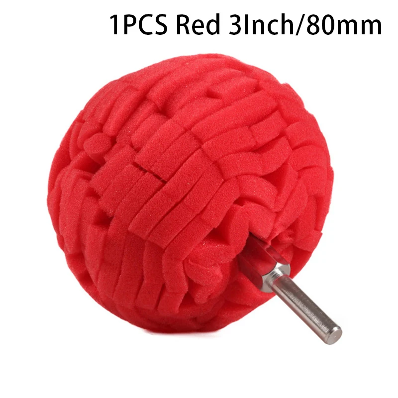 

Red 80mm/3inch Buffing Ball Finishing Pad Buff Polish Pad Buffer For Car Polishing Polisher Polishing Pad with Drill Adapter