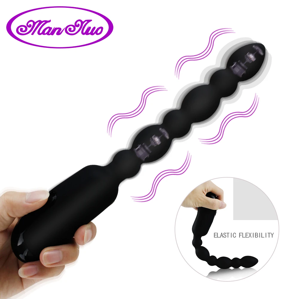 Silicone Long Anal Bead Vibrator Anal Plug Butt Plug font b Dildo b font Prostate Massager
