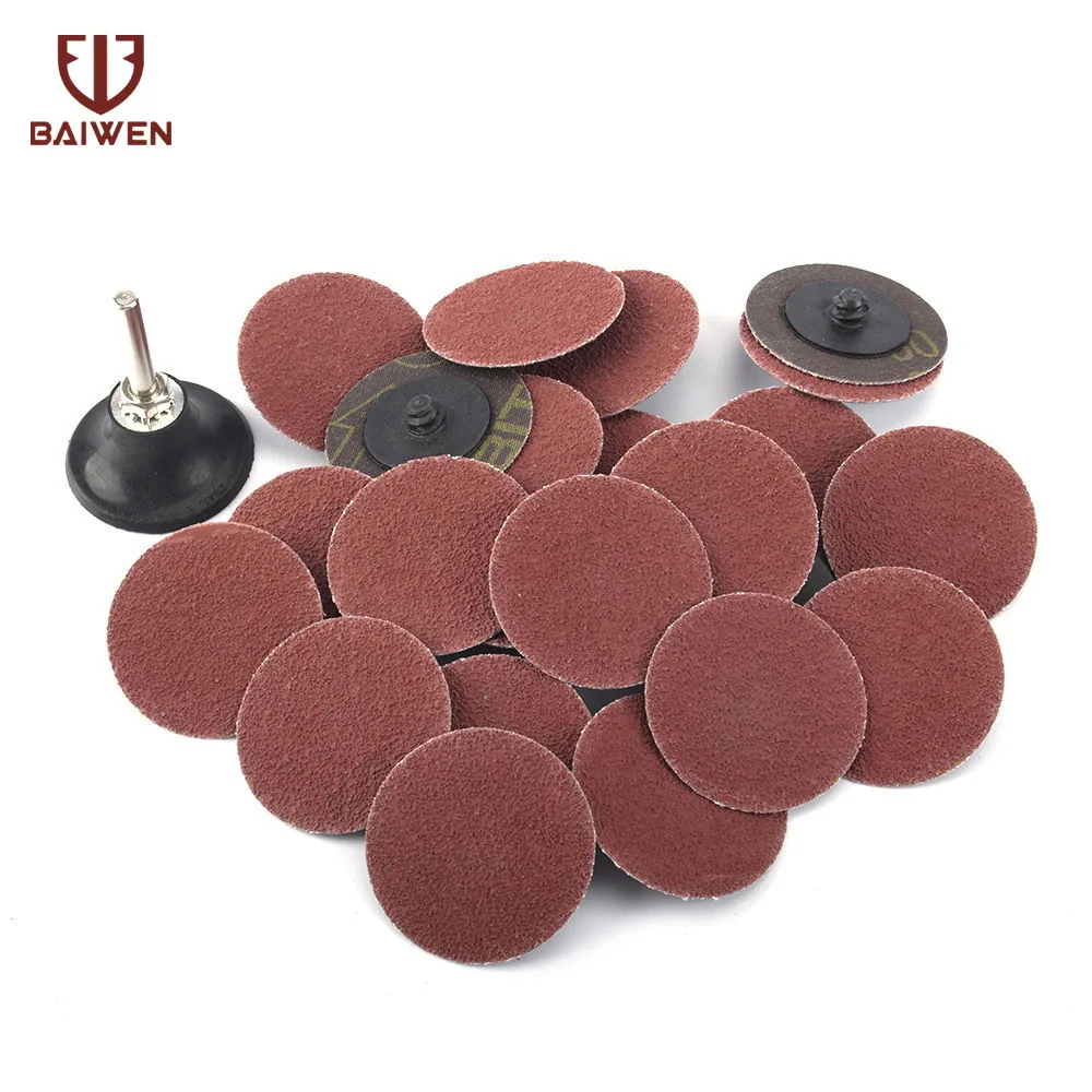 

25Pcs 3" Sanding Disc Pad 60 Grit Quick Change Disc With Mandrel Lock For Abrasive Tools