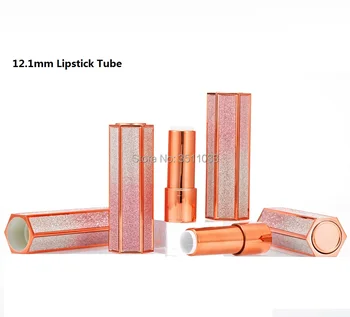 

12.1mm Pressed Design Shiny Rainbow Empty Lipstick Tube Plastic Colorful Lip Balm Container Rose Gold Lip Stick Refillable Tube