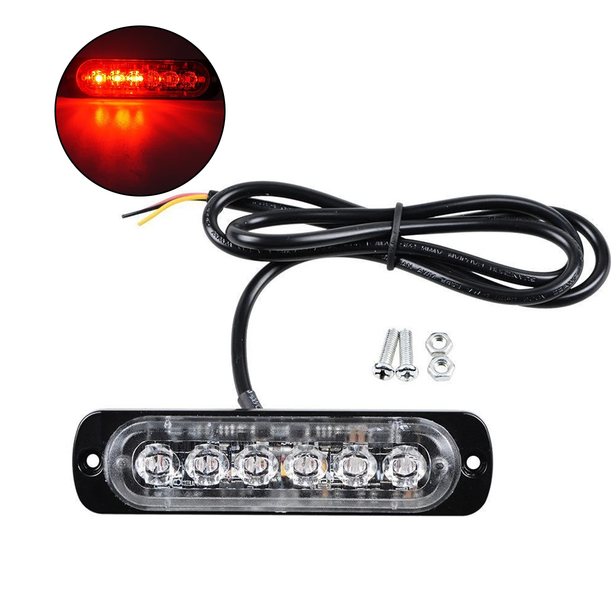 

18W 12-24V 6 LEDs Strobe Light 18 Modes Ultra-thin Emergency Flash Warning Caution Light for Trucks Cars Motorcycles (Red Light)