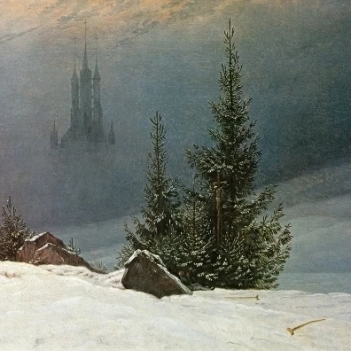Зимний пейзаж с постер изображением церкви печати Caspar David Friedrich (24x36) | Дом и сад