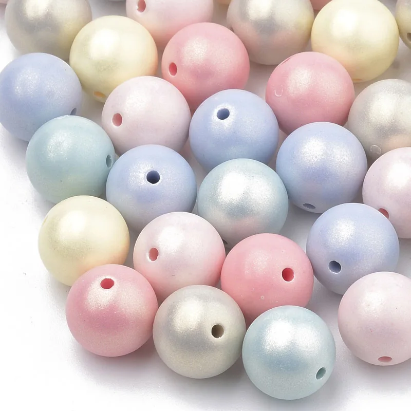 

Pandahall 100pcs/bag 10mm Spray Painted Style Acrylic Beads Round Bead DIY Jewelry Making Hole 1.5mm