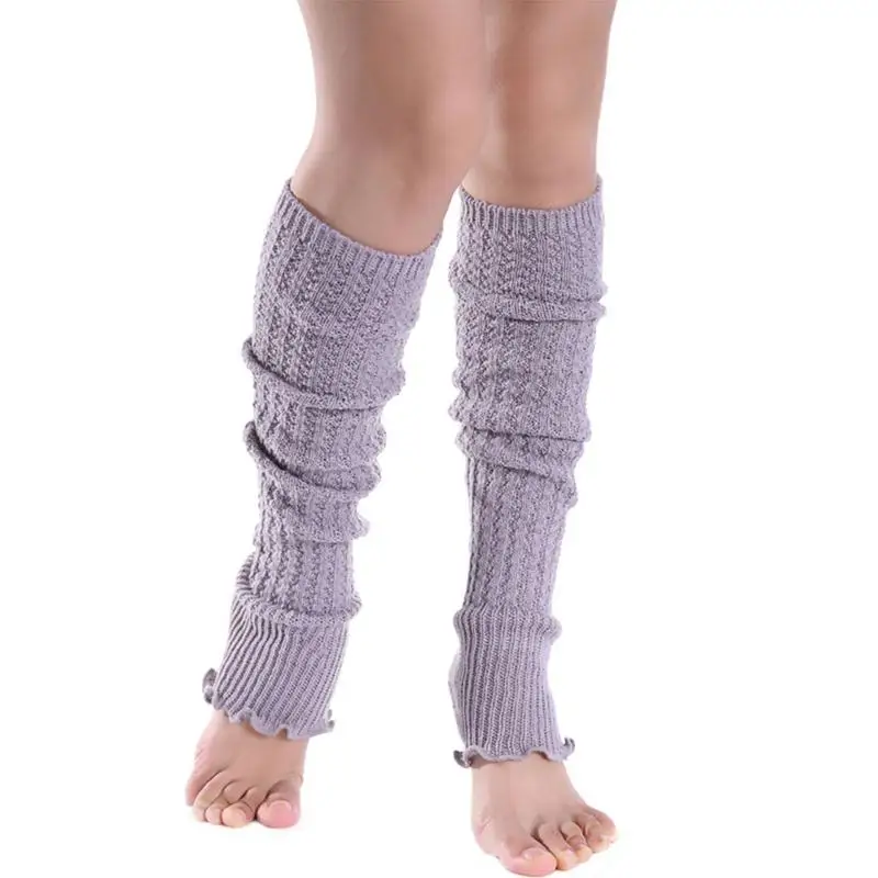 Women's Long Warm Leg Warmers Knitted Wool Ruffled Fashionable Leg