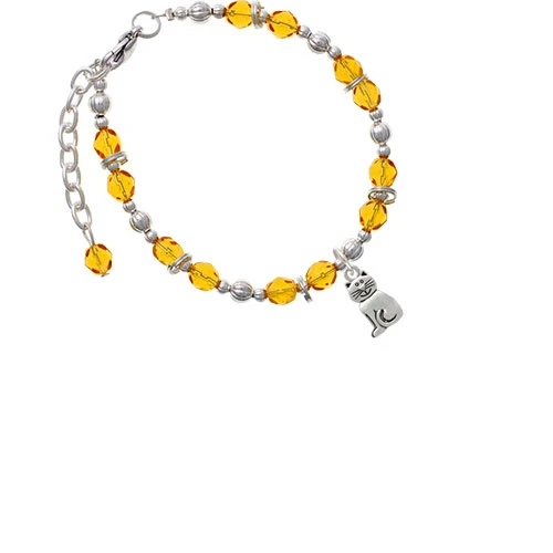 2-D Smiling Cat Yellow Beaded Bracelet |