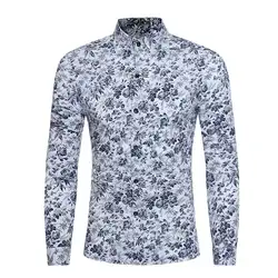 Новый бренд-Костюмы 2018 Модная рубашка мужской Лен рубашки Slim Fit отложным Для мужчин с длинным рукавом Для мужчин s гавайская рубашка больших