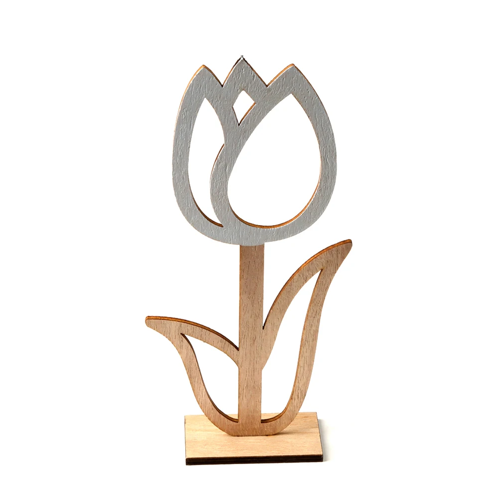 

1pcs Natural Wood Hollow Small Flower Table Decoration Easter Ornaments Gift Table Solid Tulip Festival Wedding Home Decoration