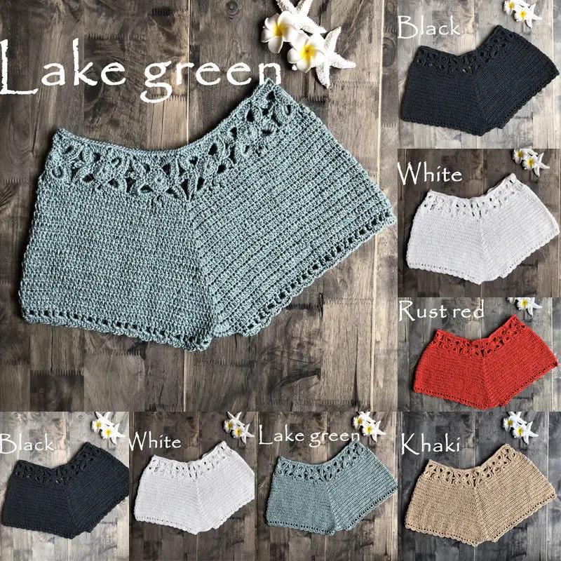 

2019 NEW Summer Beach Women Shorts Casual Mini Sexy Knitted Hollow Out Solid Shorts