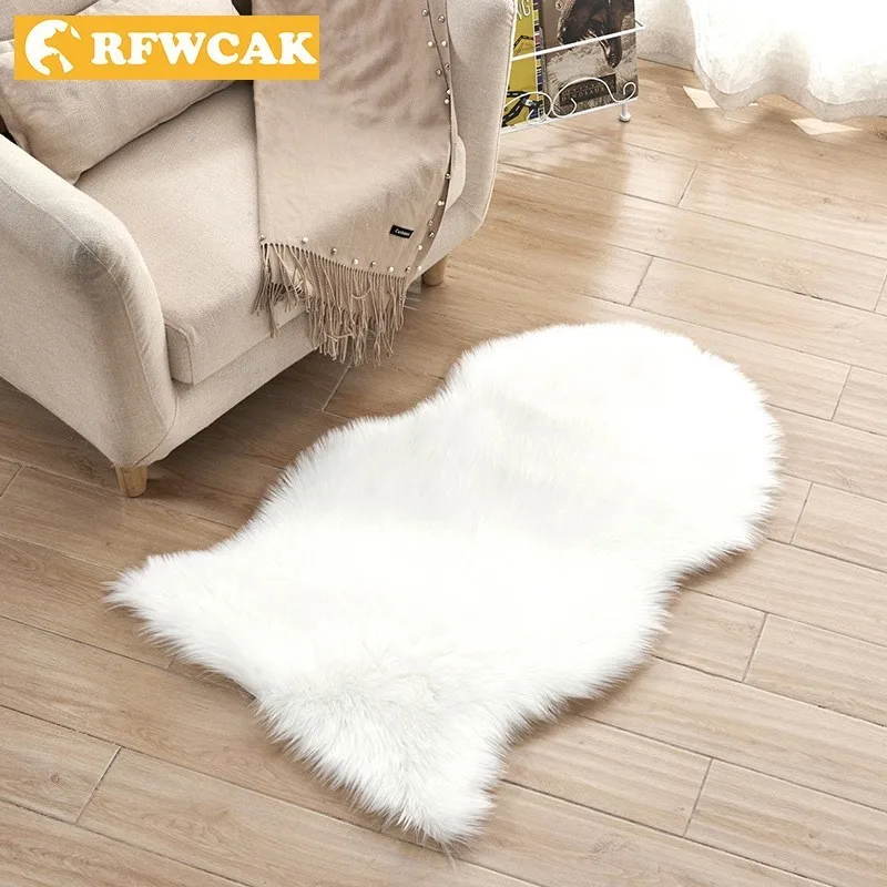 RFWCAK меховые ковры из искусственной овчины для гостиной, спальни, гладкие пушистые коврики, искусственный коврик для спальни