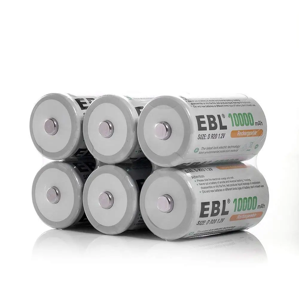 EBL упаковка 8 10000mAh Ni MH D аккумуляторы батарейный отсек в комплекте|Перезаряжаемые