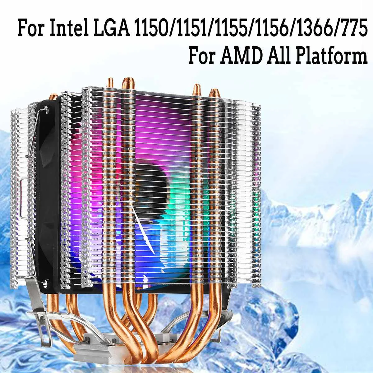 RGB светодиодный вентилятор-кулер для процессора 4pin 4 Heatpipe Dual Tower 12V кулер охлаждающий вентилятор радиатор для Intel LAG 1155 1156 775 для AMD Socket AM3
