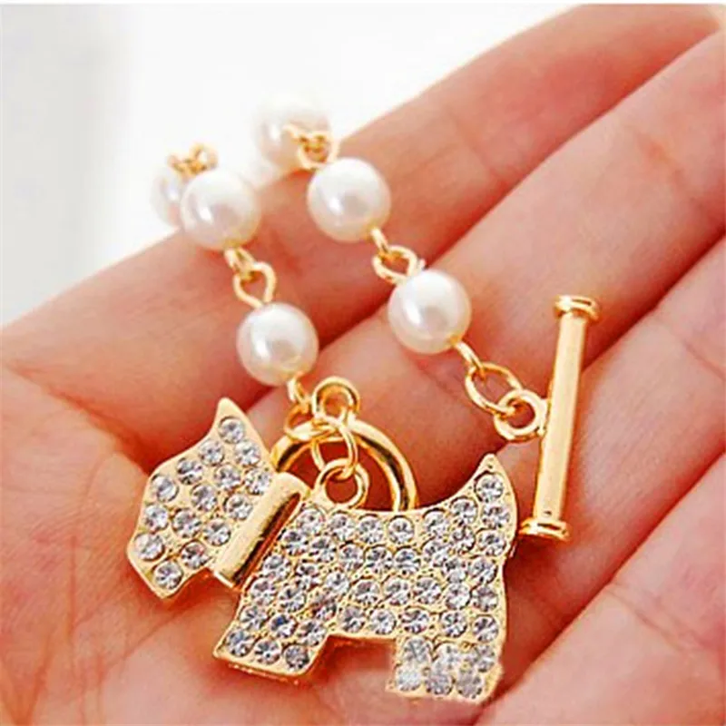 

Full Crystal Pearl Bracelet For Women Female Dog Bracelet Gold Jewelry Bracelets Accessories Girls Gifts Bracelets Manchette Fe