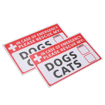 

2pcs Safurance Emergency Pet Rescue Decal DOG CAT Vinyl Sticker Label Signs Safety Warning 74*125mm For Security Safety