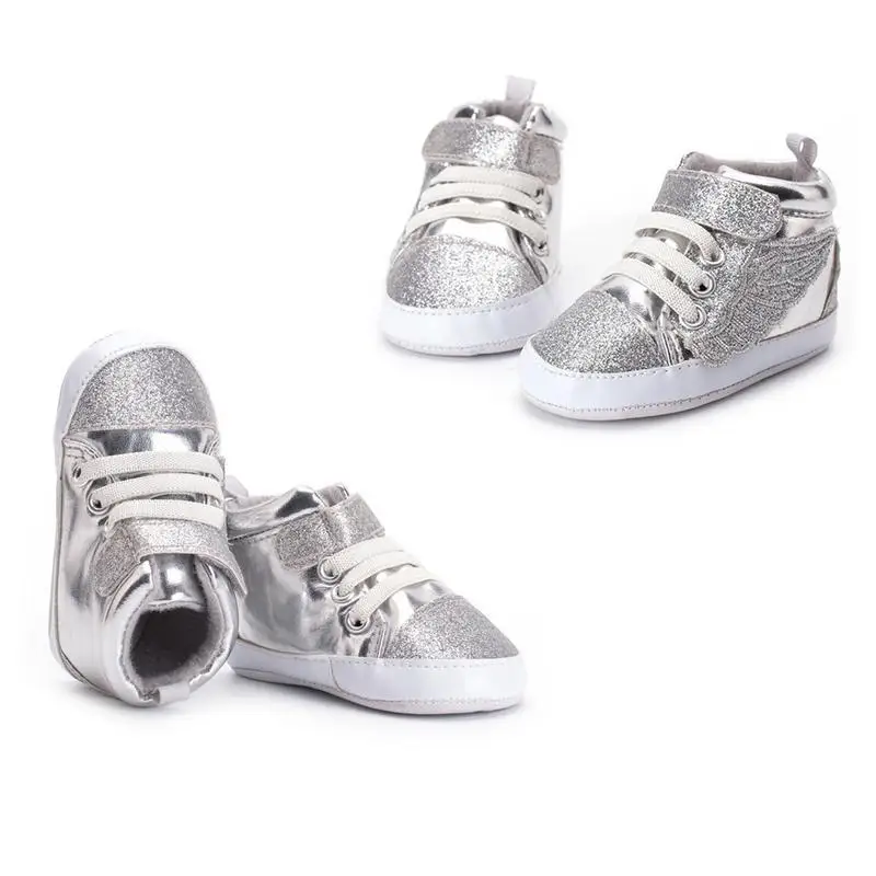 Baby Toddler Shoes Children's Winter Indoor Outdoor Warm Fashion Silver Wings Baby Toddler Casual Shoes Hook-And-Loop Shoes