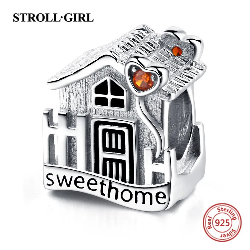 Strollgirl Fit Аутентичные европейский браслет 925 пробы Серебряный Sweet Home талисманы бусины DIY модные украшения для женщин Подарки