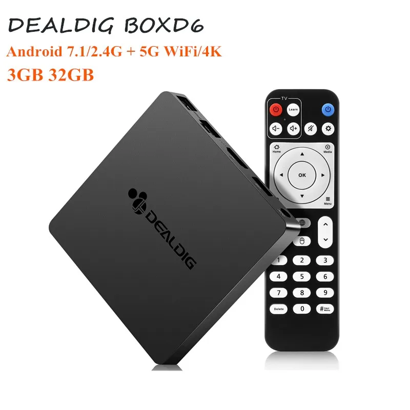 

DEALDIG BOXD6 4K TV Box Android 7.1 Amlogic S912 Octa Core 3GB 32GB 2.4G/5GWifi Voice Control Media Player Bluetooth Set Top Box