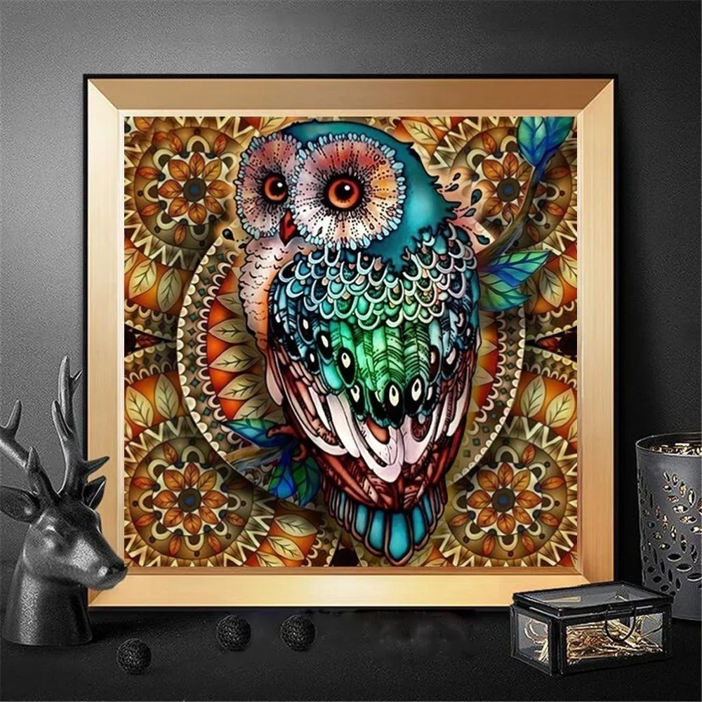 

Huacan Diamond Painting Full Square Owl 5D DIY Diamond Embroidery Mosaic Picture Of Rhinestone Animal Christmas Decoration Home