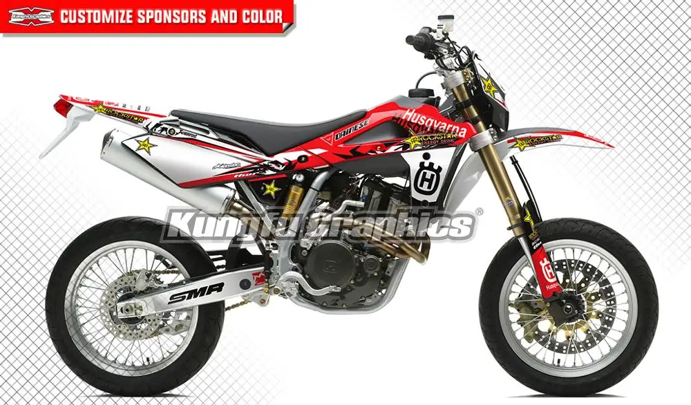 

KUNGFU GRAPHICS Motocross Racing Stickers Custom Decals for Husqvarna SM450 SM510 SMR450 SMR510 SM SMR 450 510 2005 2006 2007