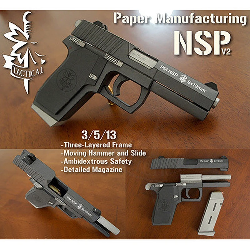

1:1 NSP Pistol Fine Structure 3D Paper Puzzles Handmade Puzzle Gun Model Kits Assemble Jigsaw Adult Gift Kids Toys Collection