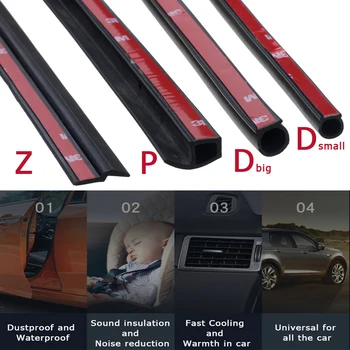 

2 meters Z P D shape weatherstrip Car Door Seal Strip EPDM Rubber Waterproof Trim Sound Insulation Soundproof Strip 3M adhesive