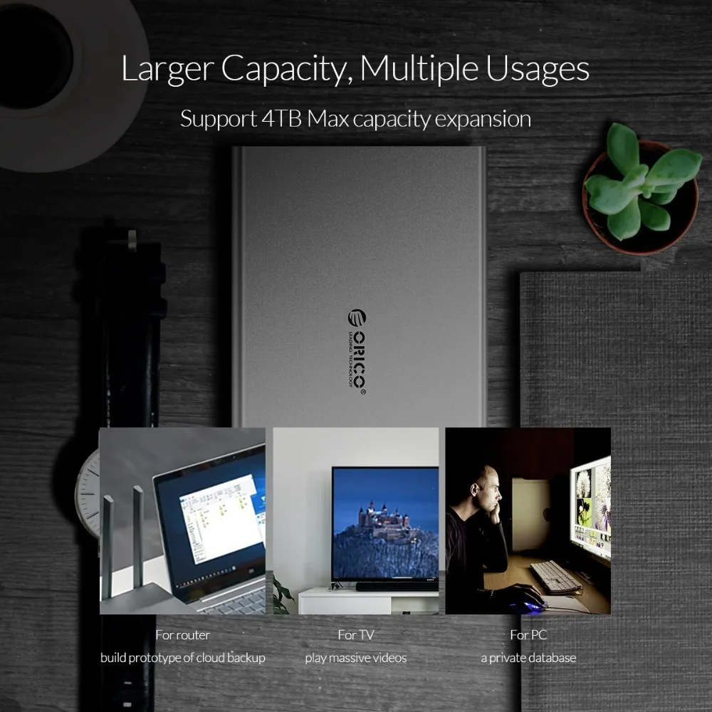 ORICO 2.5 Inch HDD Case USB3.1 Gen2 To SATA3.0 Super Speed 10Gbps Type C Hard Disk Drive Box SSD Adapter External HDD Enclosure