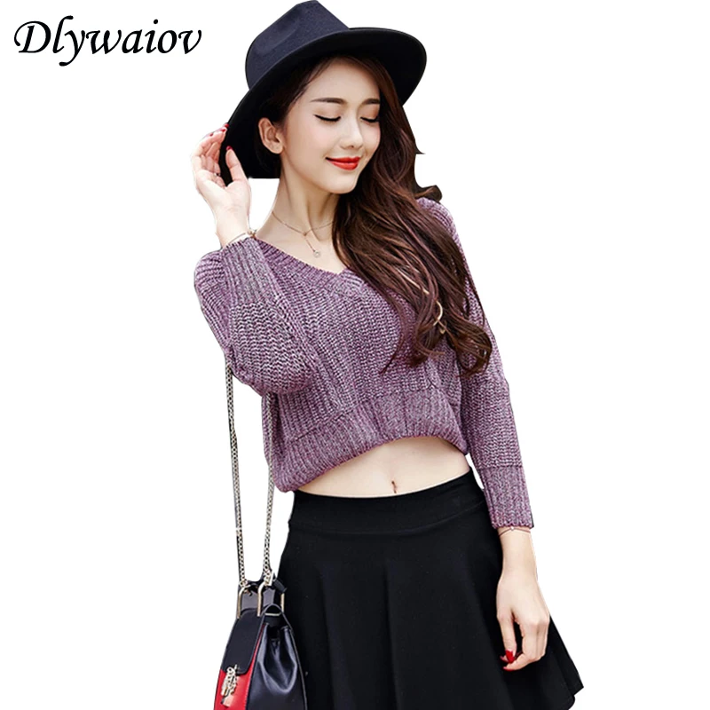 Winter top Sweater Women Sexy V Neck Hand Knitted Pullovers Korean Version Loose Fashion 2018 Autumn New Long Sleeve Female Tops